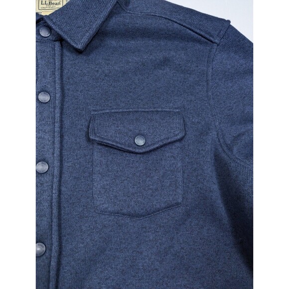 Men's L.L.Bean Vintage Style Heavy Sweater Fleece Full Button XL Blue - Picture 7 of 13